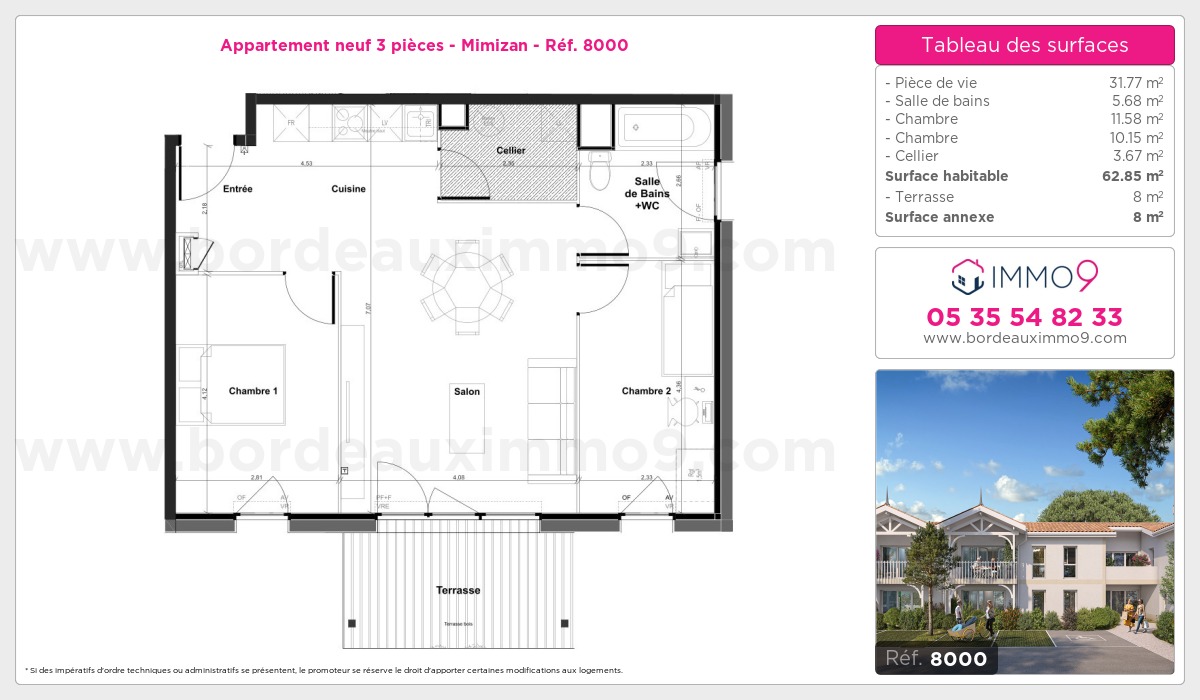 Plan et surfaces, Programme neuf Mimizan Référence n° 8000