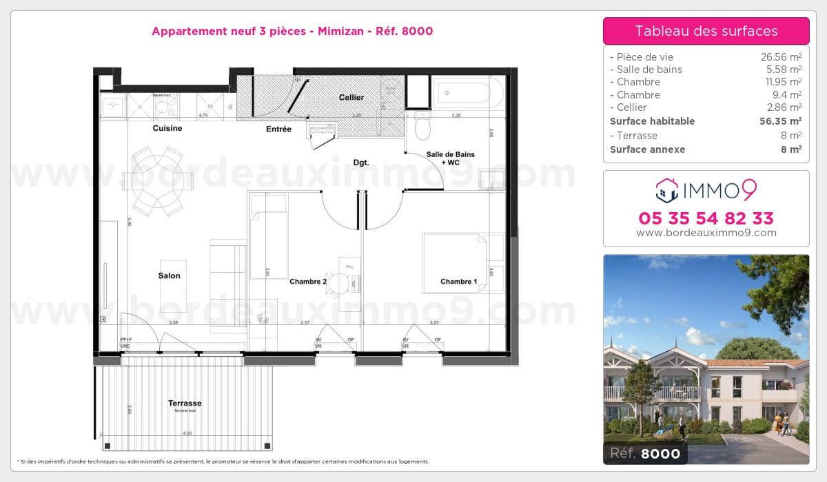 Plan et surfaces, Programme neuf Mimizan Référence n° 8000