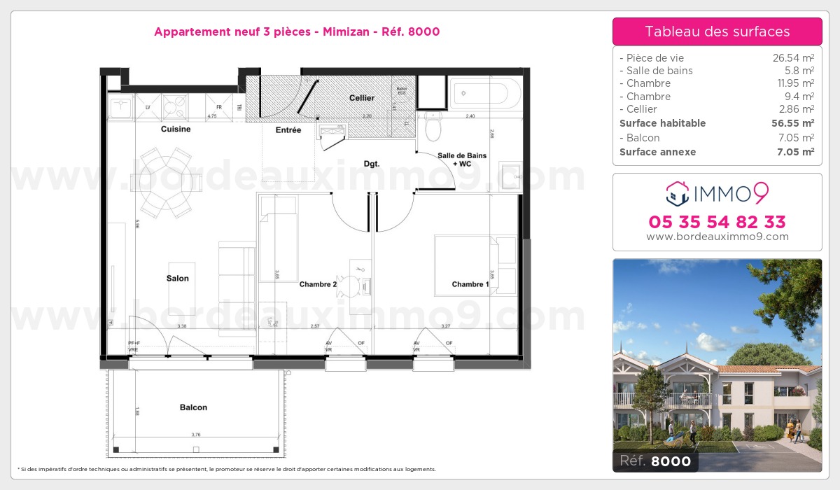 Plan et surfaces, Programme neuf Mimizan Référence n° 8000