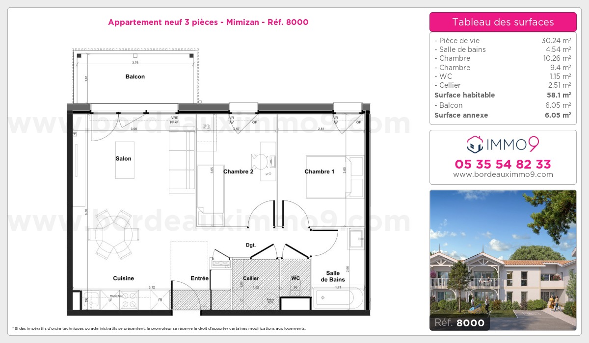 Plan et surfaces, Programme neuf Mimizan Référence n° 8000