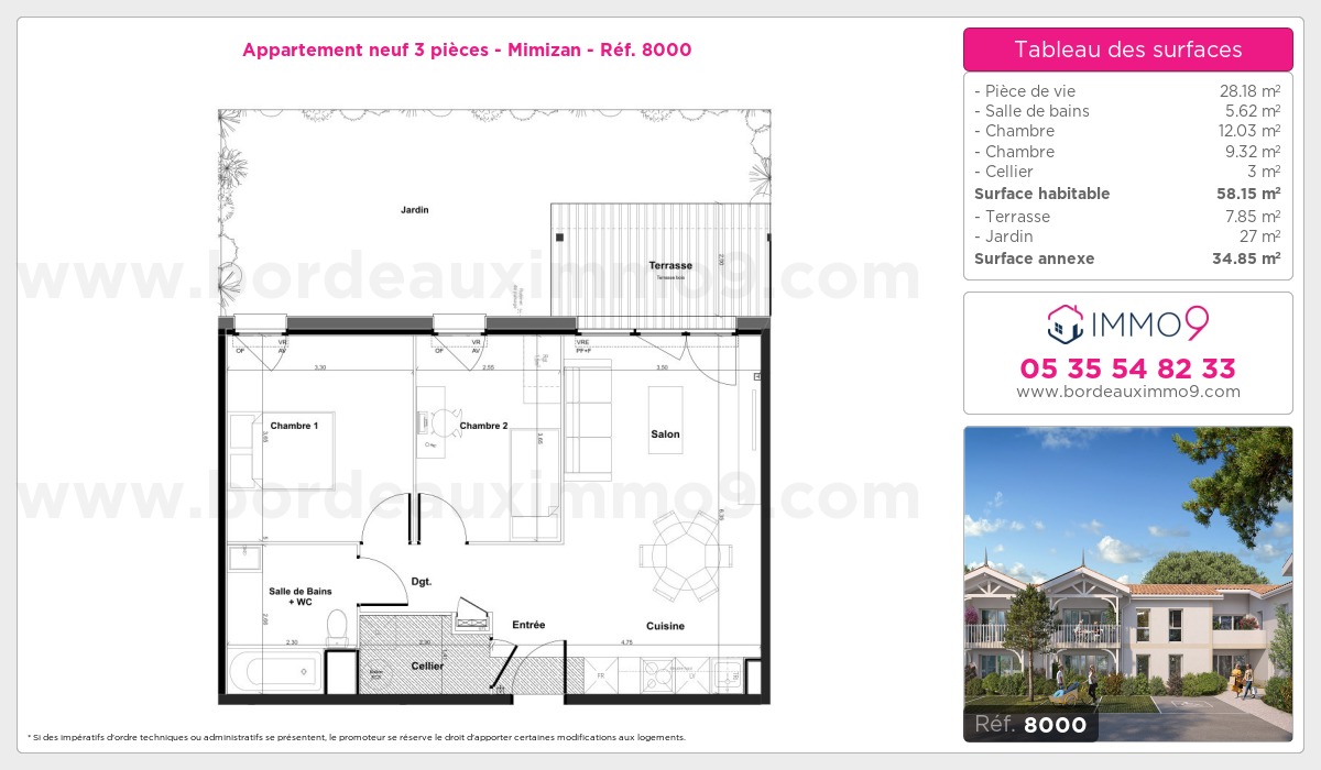 Plan et surfaces, Programme neuf Mimizan Référence n° 8000