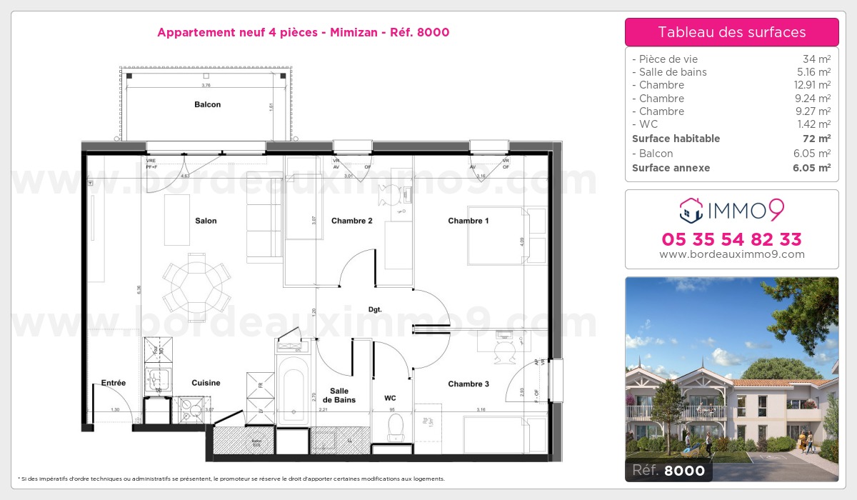 Plan et surfaces, Programme neuf Mimizan Référence n° 8000