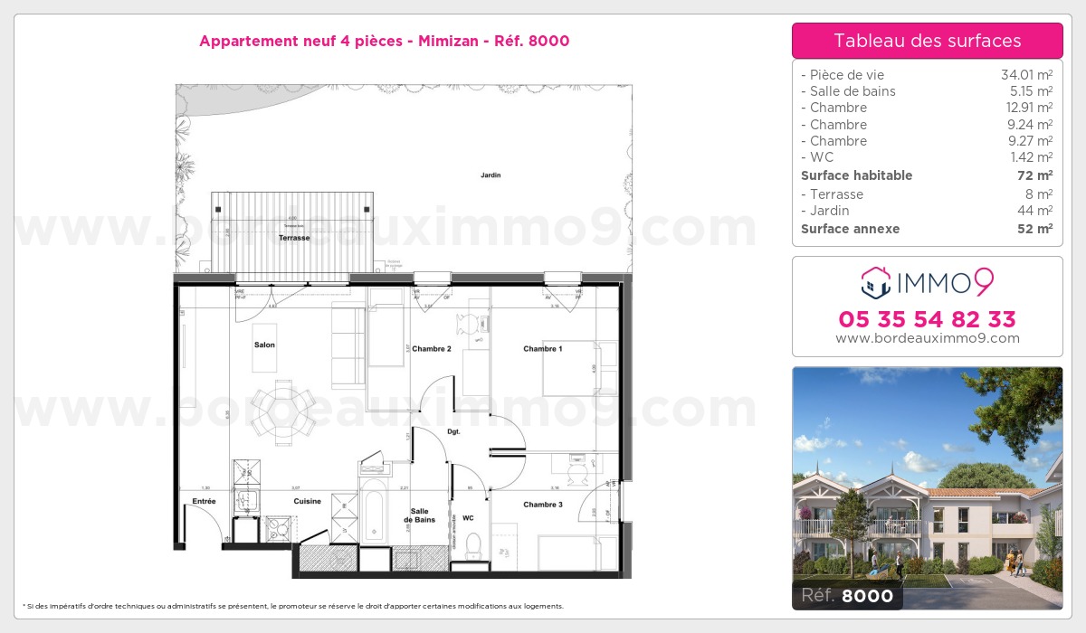 Plan et surfaces, Programme neuf Mimizan Référence n° 8000