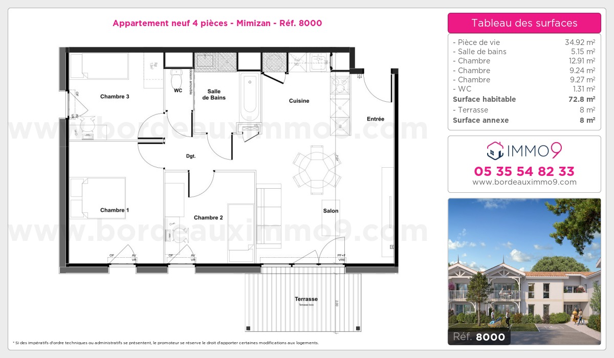 Plan et surfaces, Programme neuf Mimizan Référence n° 8000
