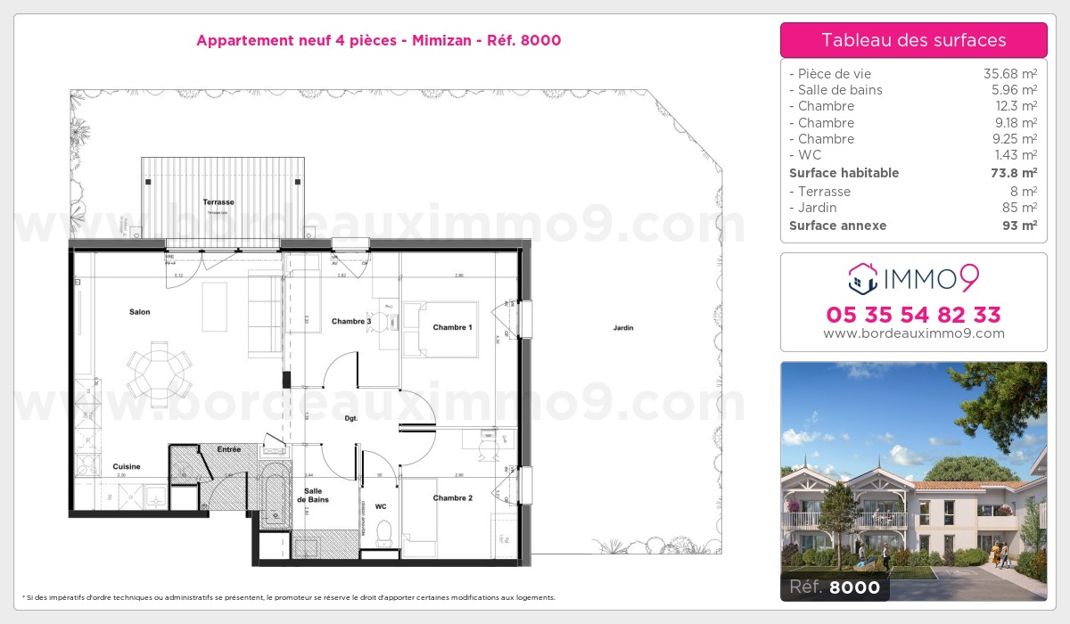 Plan et surfaces, Programme neuf Mimizan Référence n° 8000