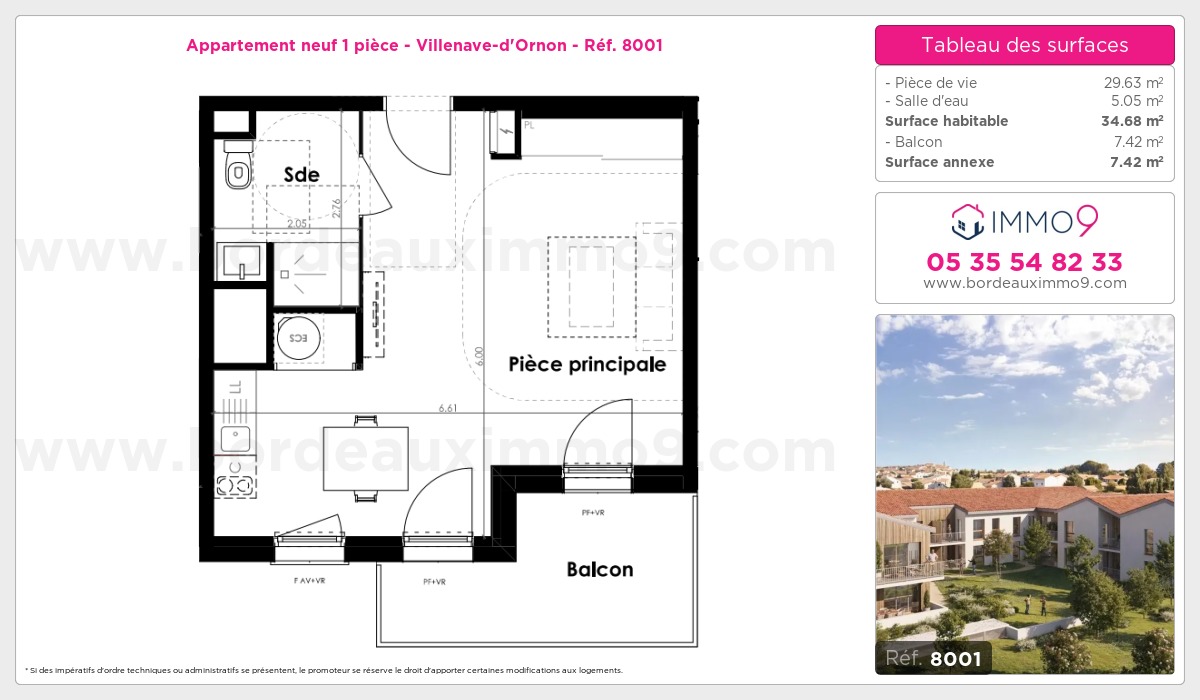 Plan et surfaces, Programme neuf Villenave-d'Ornon Référence n° 8001