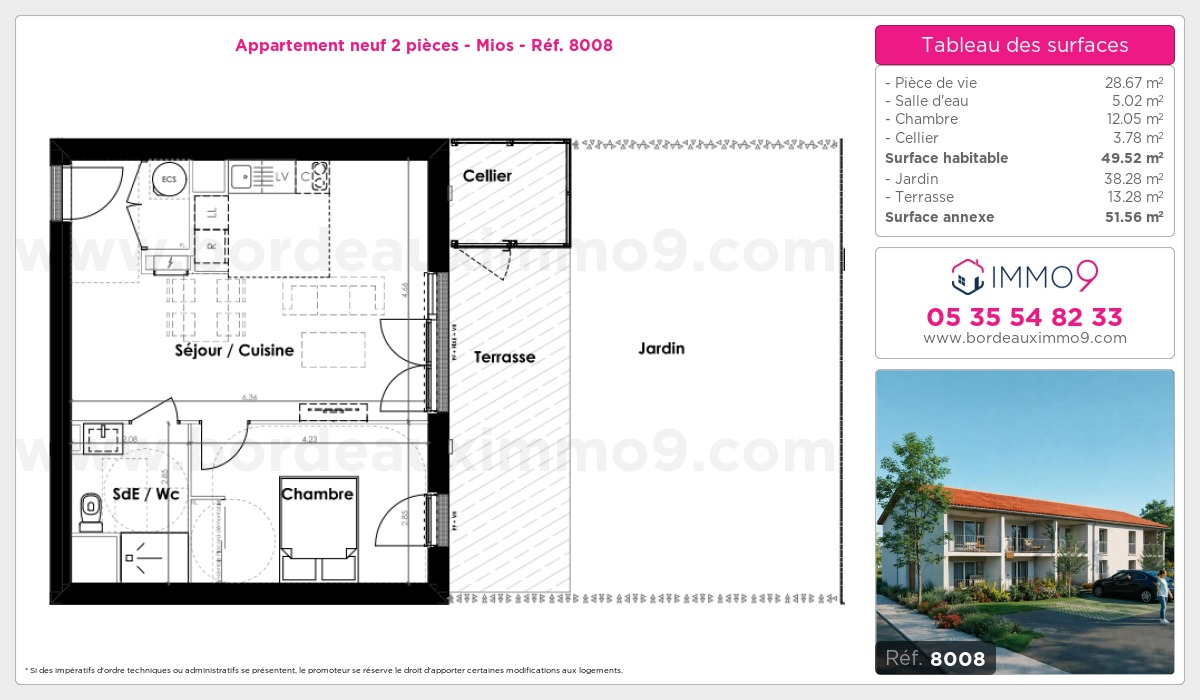 Plan et surfaces, Programme neuf Mios Référence n° 8008
