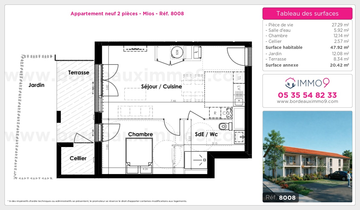 Plan et surfaces, Programme neuf Mios Référence n° 8008