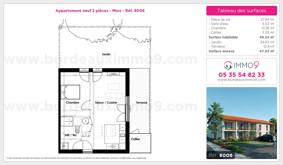 Plan et surfaces, Programme neuf Mios Référence n° 8008