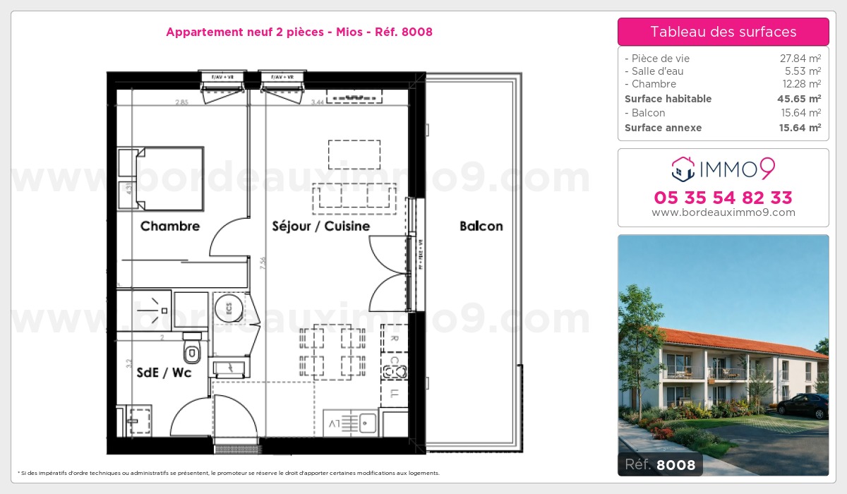 Plan et surfaces, Programme neuf Mios Référence n° 8008