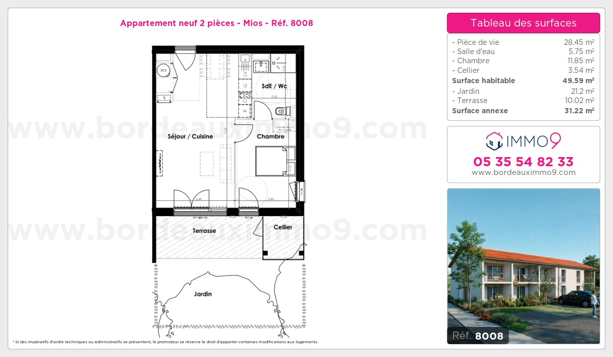 Plan et surfaces, Programme neuf Mios Référence n° 8008
