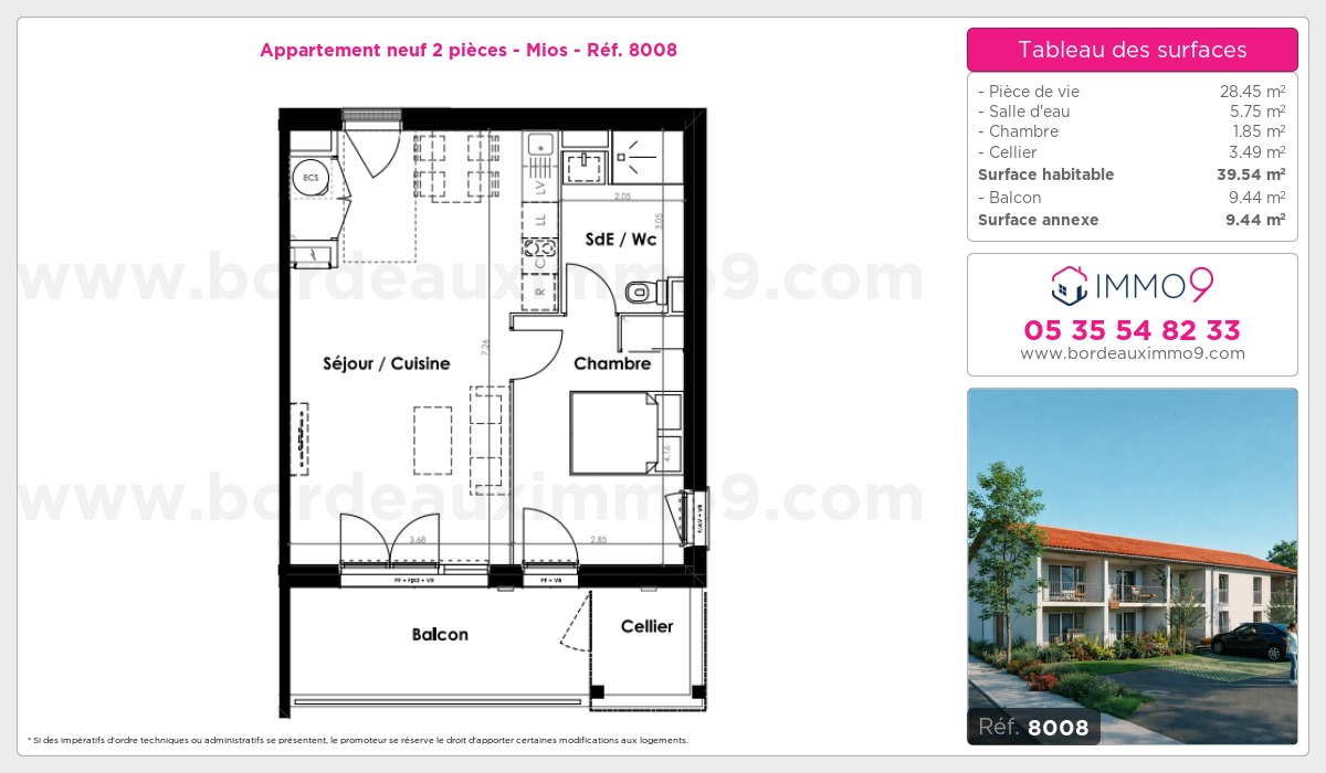 Plan et surfaces, Programme neuf Mios Référence n° 8008