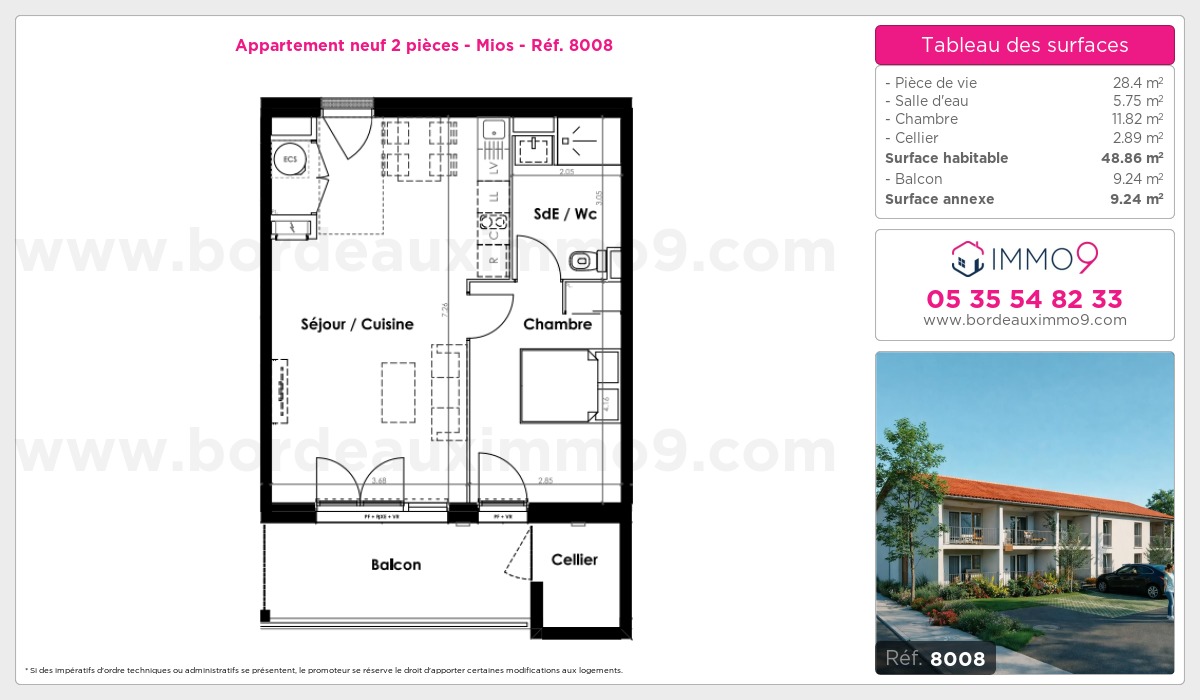 Plan et surfaces, Programme neuf Mios Référence n° 8008