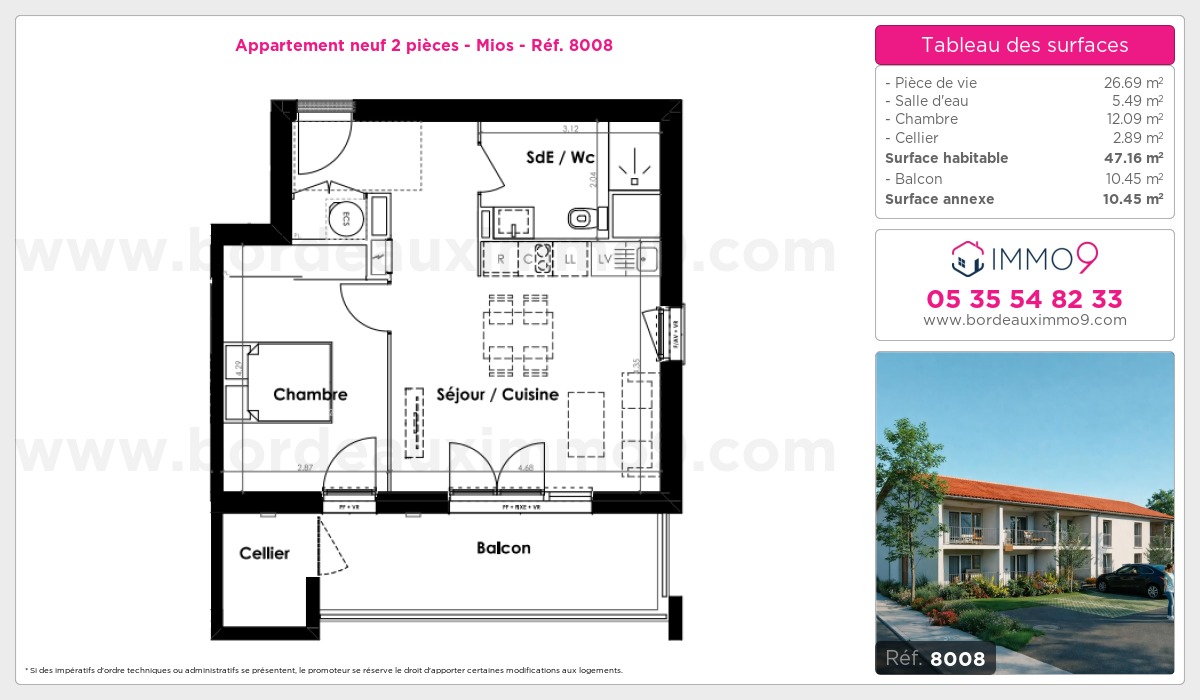 Plan et surfaces, Programme neuf Mios Référence n° 8008