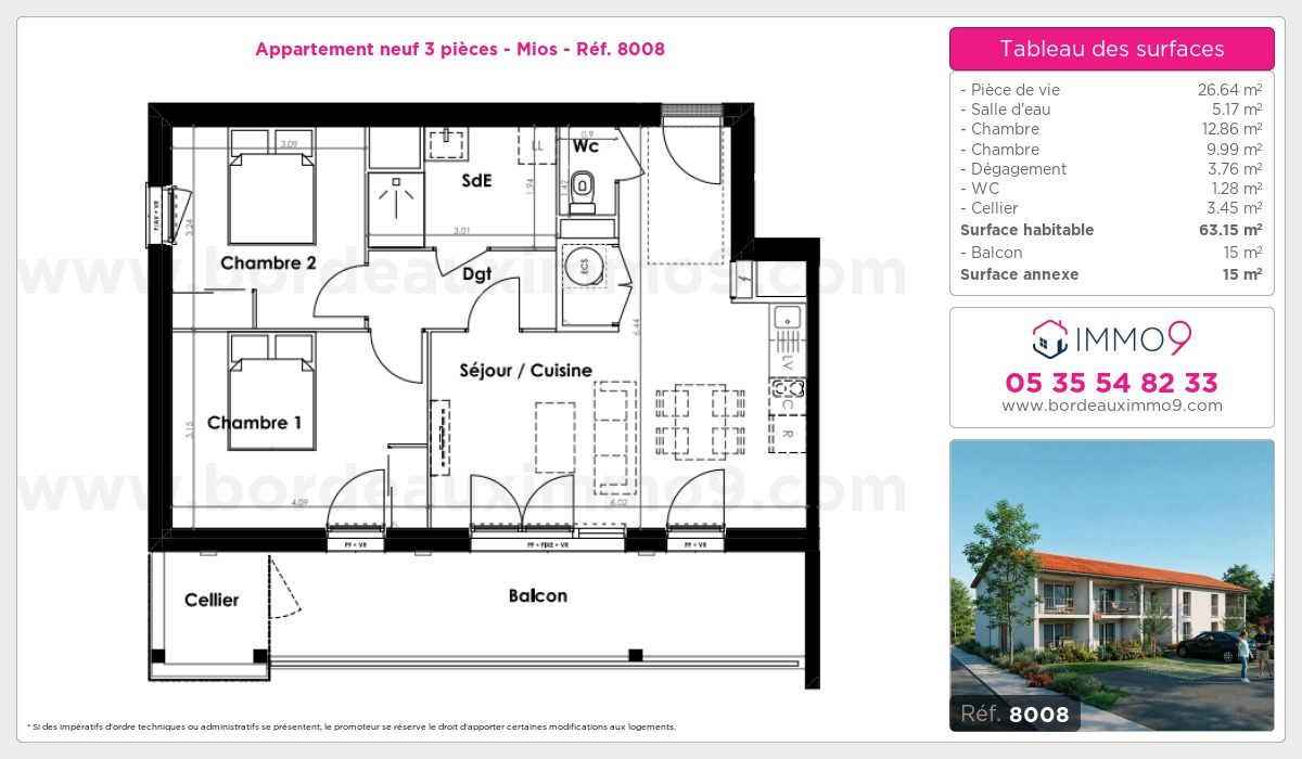 Plan et surfaces, Programme neuf Mios Référence n° 8008