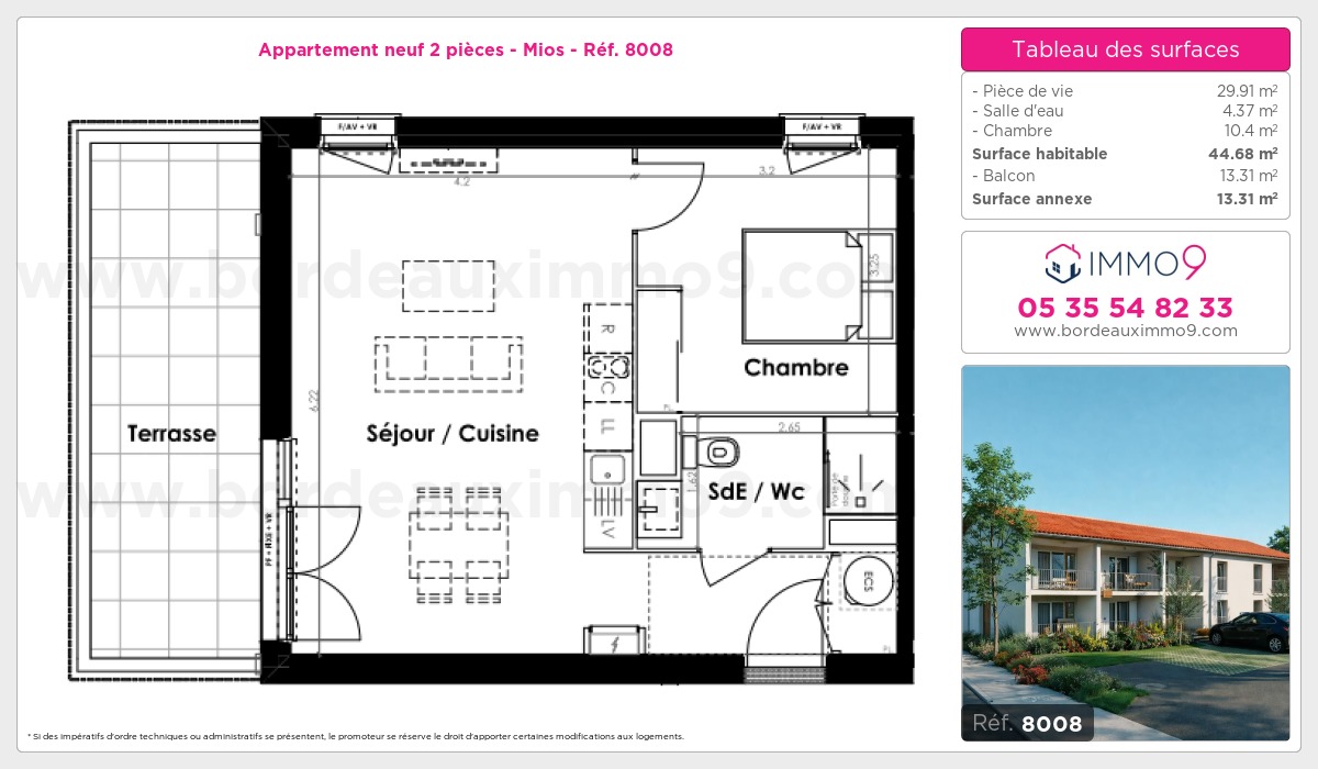 Plan et surfaces, Programme neuf Mios Référence n° 8008