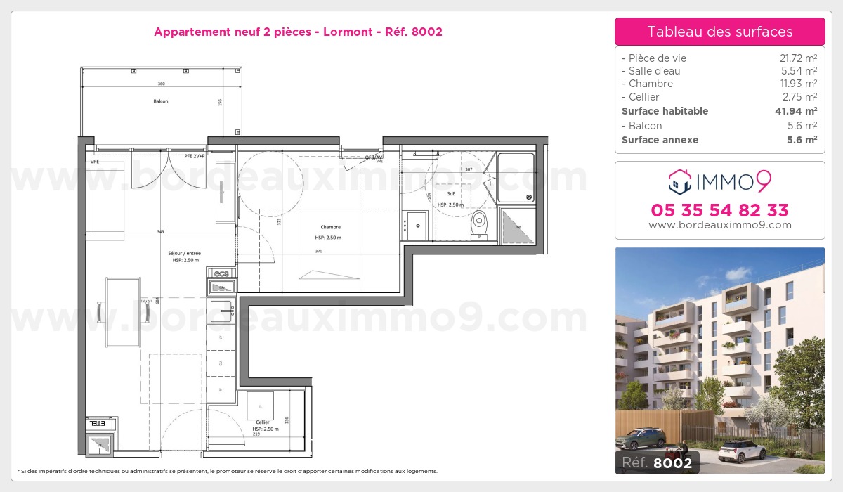 Plan et surfaces, Programme neuf Lormont Référence n° 8002