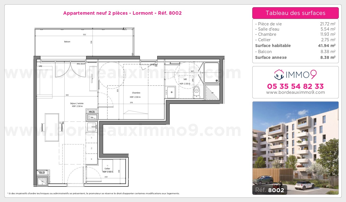 Plan et surfaces, Programme neuf Lormont Référence n° 8002