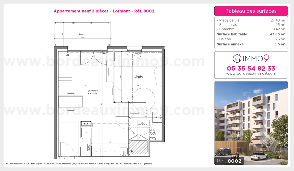 Plan et surfaces, Programme neuf Lormont Référence n° 8002