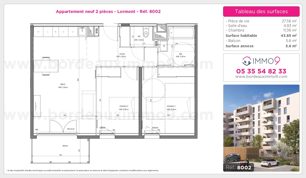 Plan et surfaces, Programme neuf Lormont Référence n° 8002
