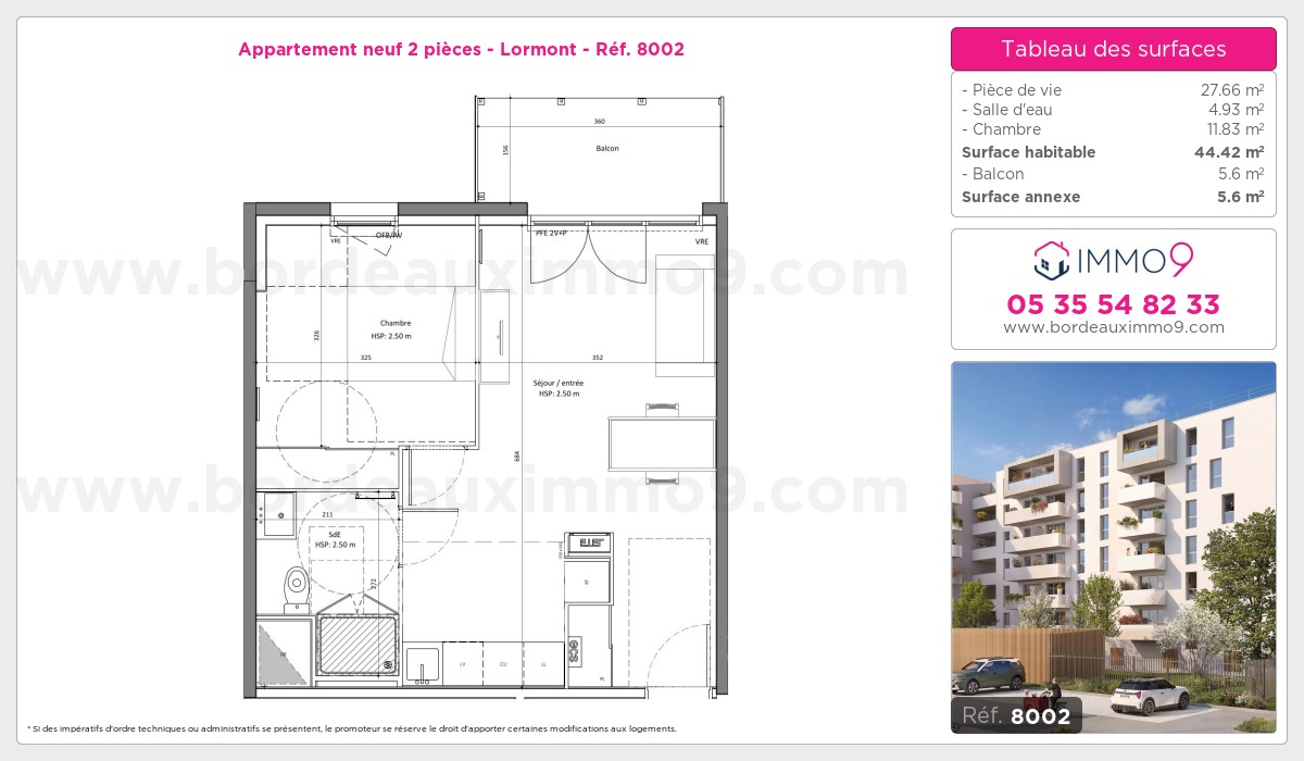Plan et surfaces, Programme neuf Lormont Référence n° 8002