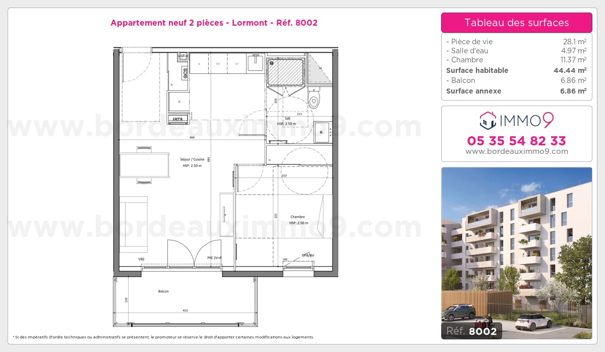 Plan et surfaces, Programme neuf Lormont Référence n° 8002