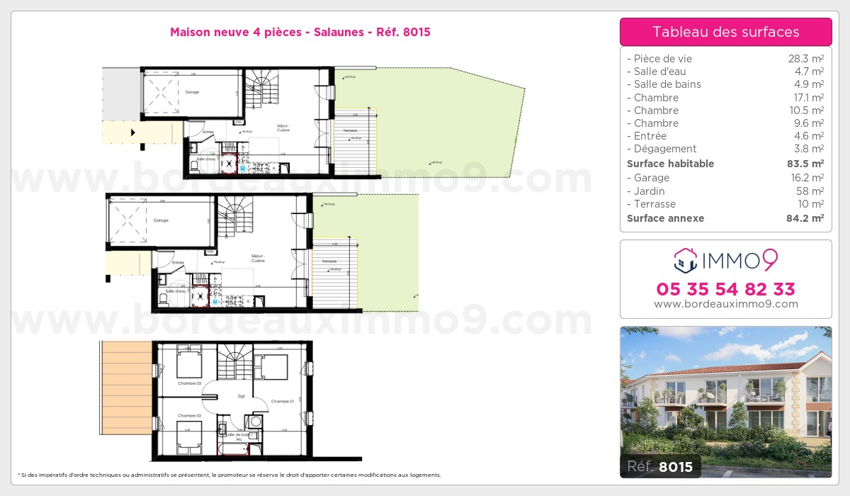 Plan et surfaces, Programme neuf Salaunes Référence n° 8015