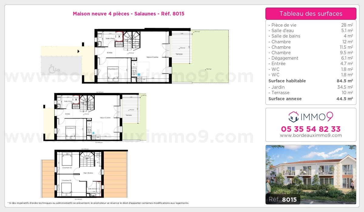Plan et surfaces, Programme neuf Salaunes Référence n° 8015