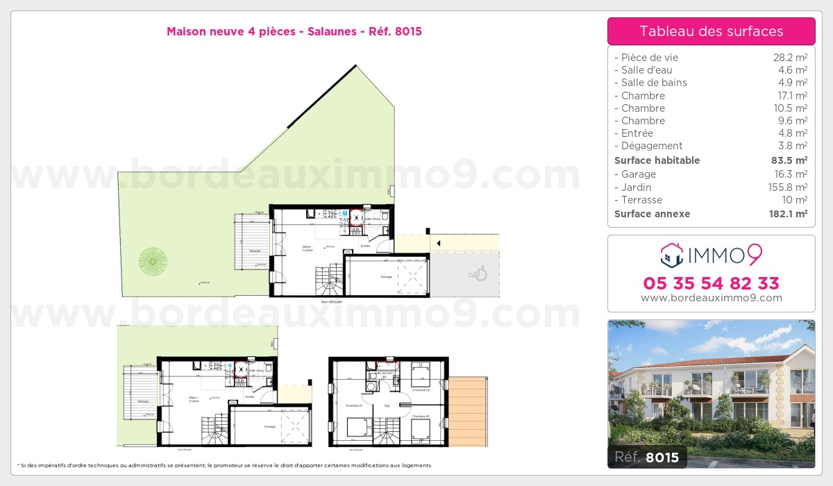 Plan et surfaces, Programme neuf Salaunes Référence n° 8015
