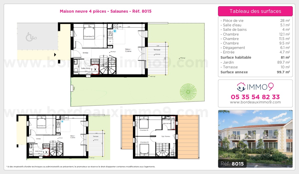 Plan et surfaces, Programme neuf Salaunes Référence n° 8015