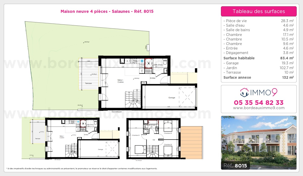 Plan et surfaces, Programme neuf Salaunes Référence n° 8015