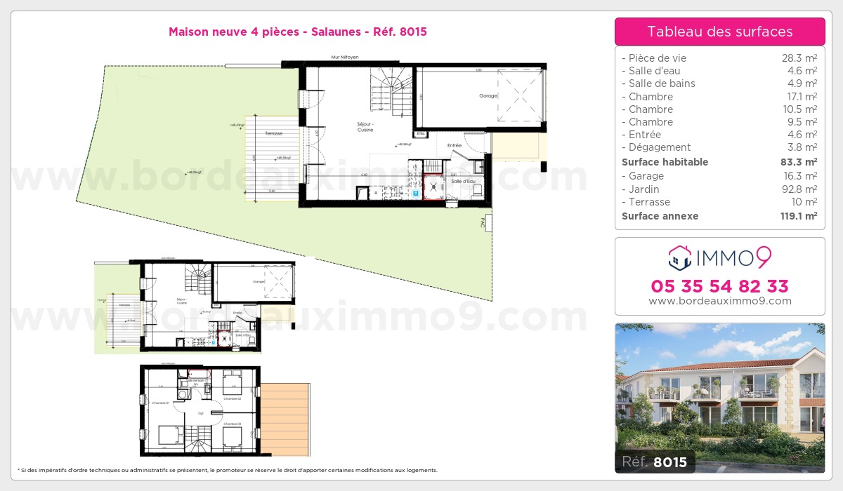 Plan et surfaces, Programme neuf Salaunes Référence n° 8015