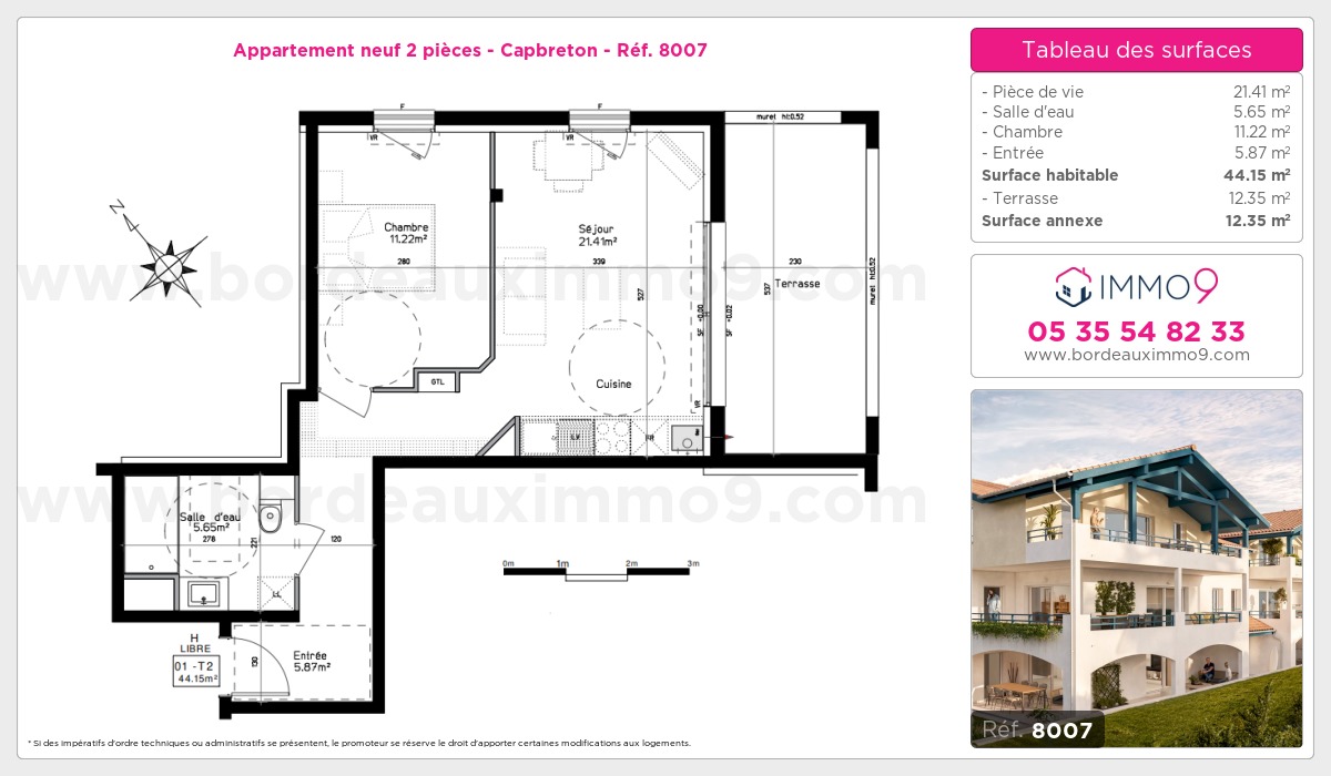 Plan et surfaces, Programme neuf Capbreton Référence n° 8007