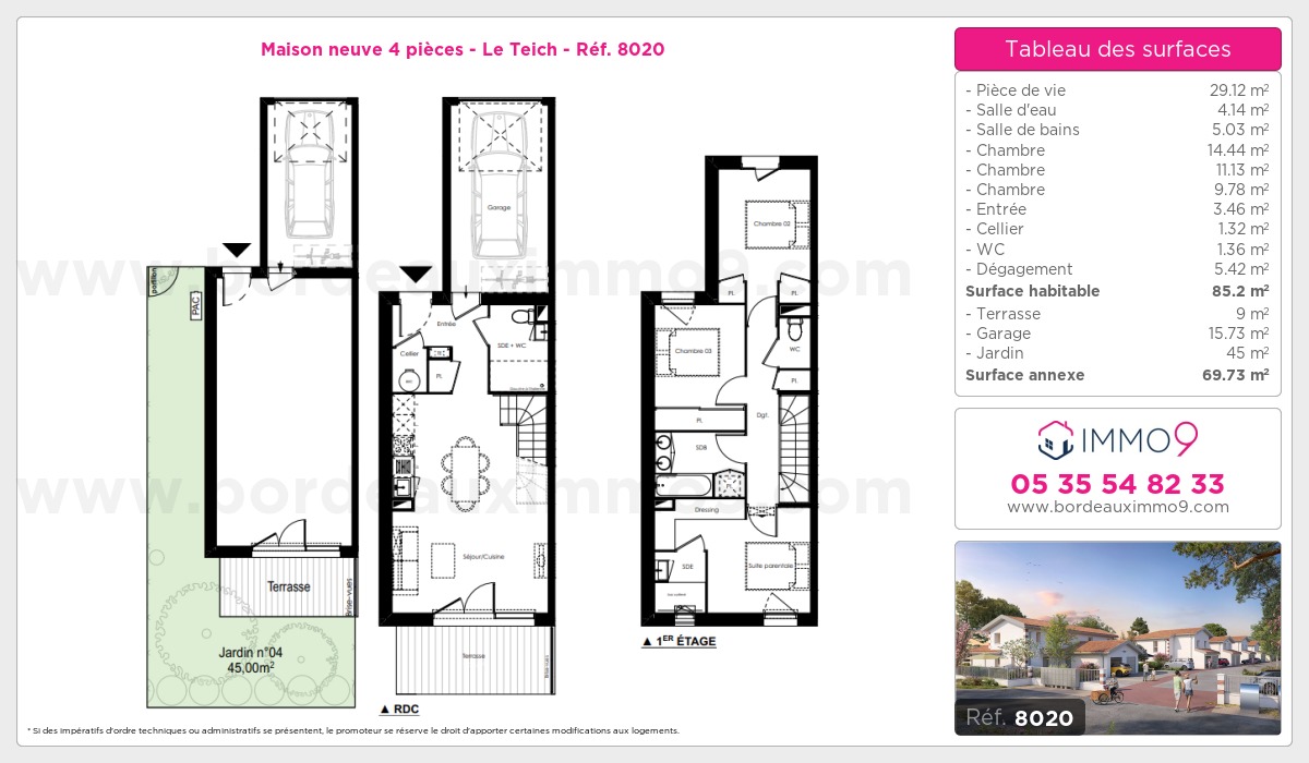 Plan et surfaces, Programme neuf Teich Référence n° 8020