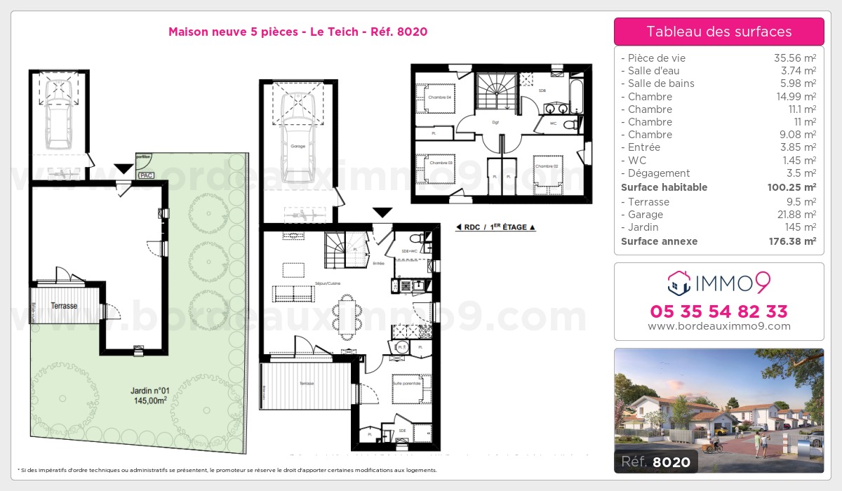 Plan et surfaces, Programme neuf Teich Référence n° 8020