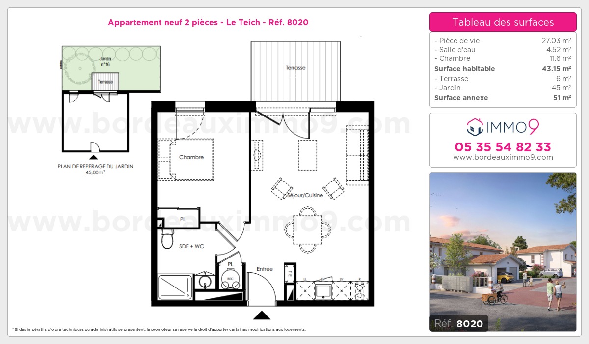 Plan et surfaces, Programme neuf Teich Référence n° 8020