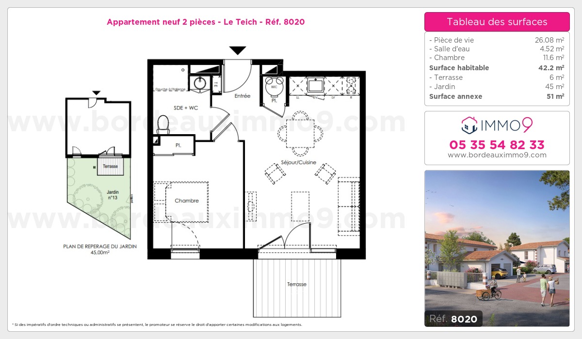 Plan et surfaces, Programme neuf Teich Référence n° 8020