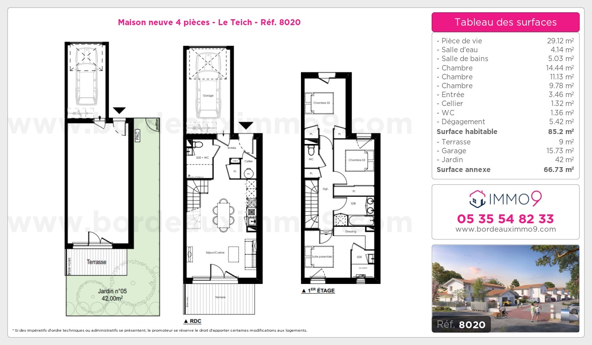 Plan et surfaces, Programme neuf Teich Référence n° 8020