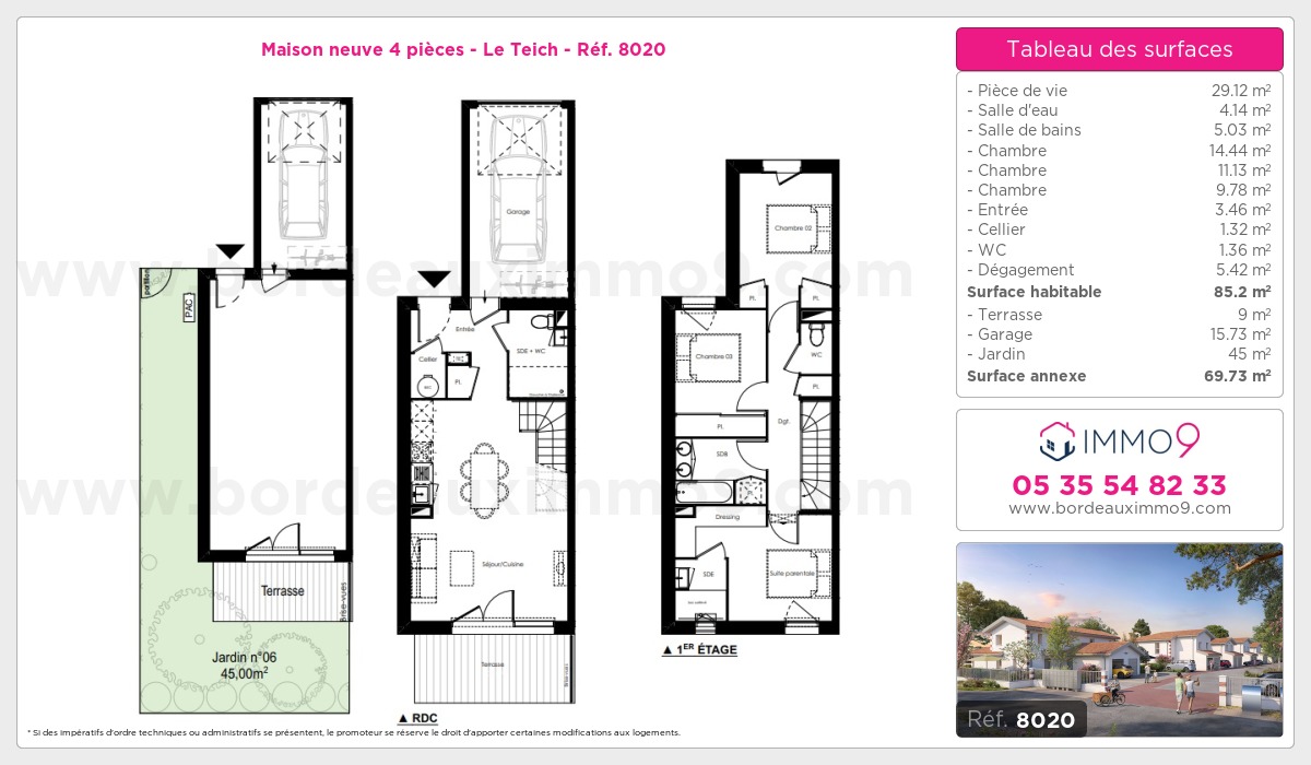 Plan et surfaces, Programme neuf Teich Référence n° 8020