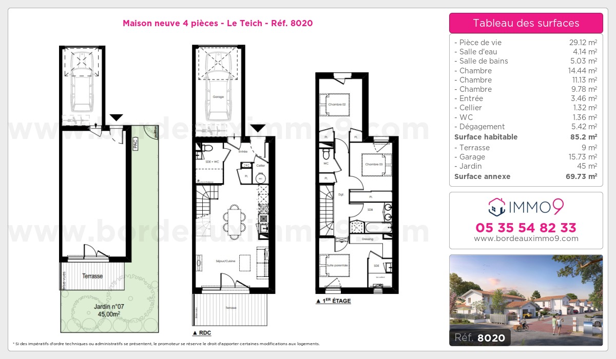 Plan et surfaces, Programme neuf Teich Référence n° 8020
