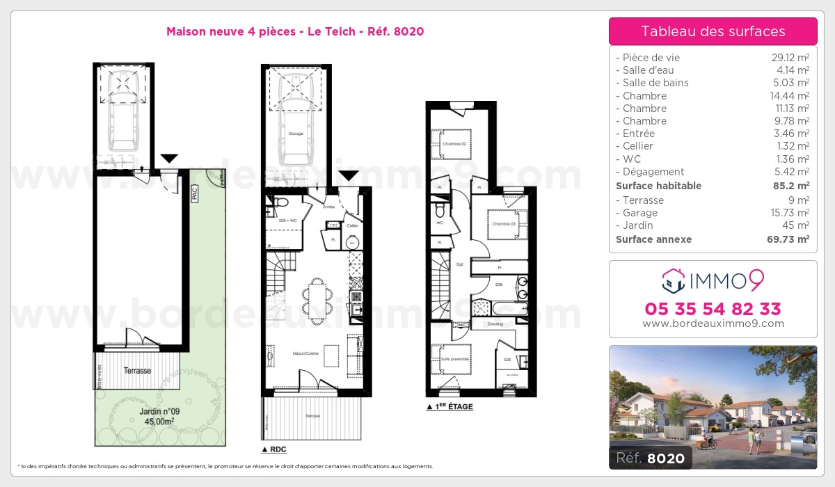 Plan et surfaces, Programme neuf Teich Référence n° 8020