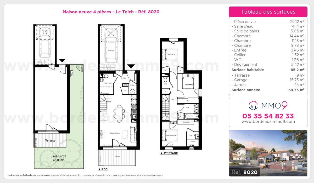 Plan et surfaces, Programme neuf Teich Référence n° 8020
