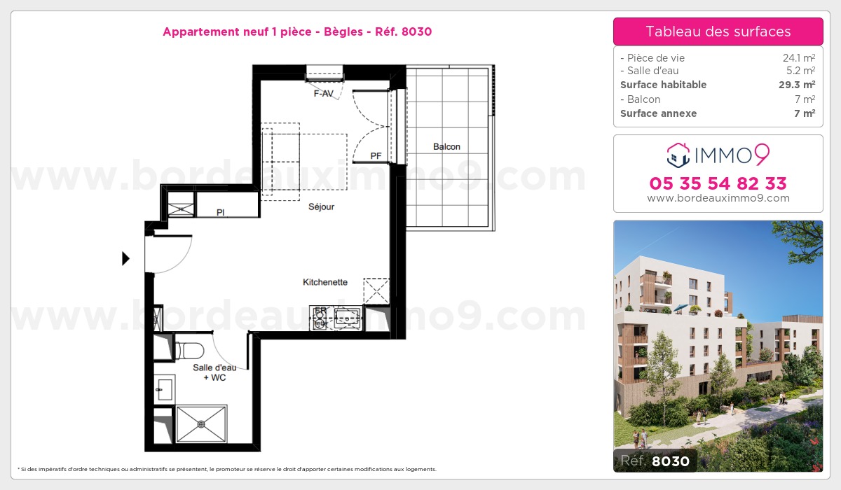 Plan et surfaces, Programme neuf Bègles Référence n° 8030