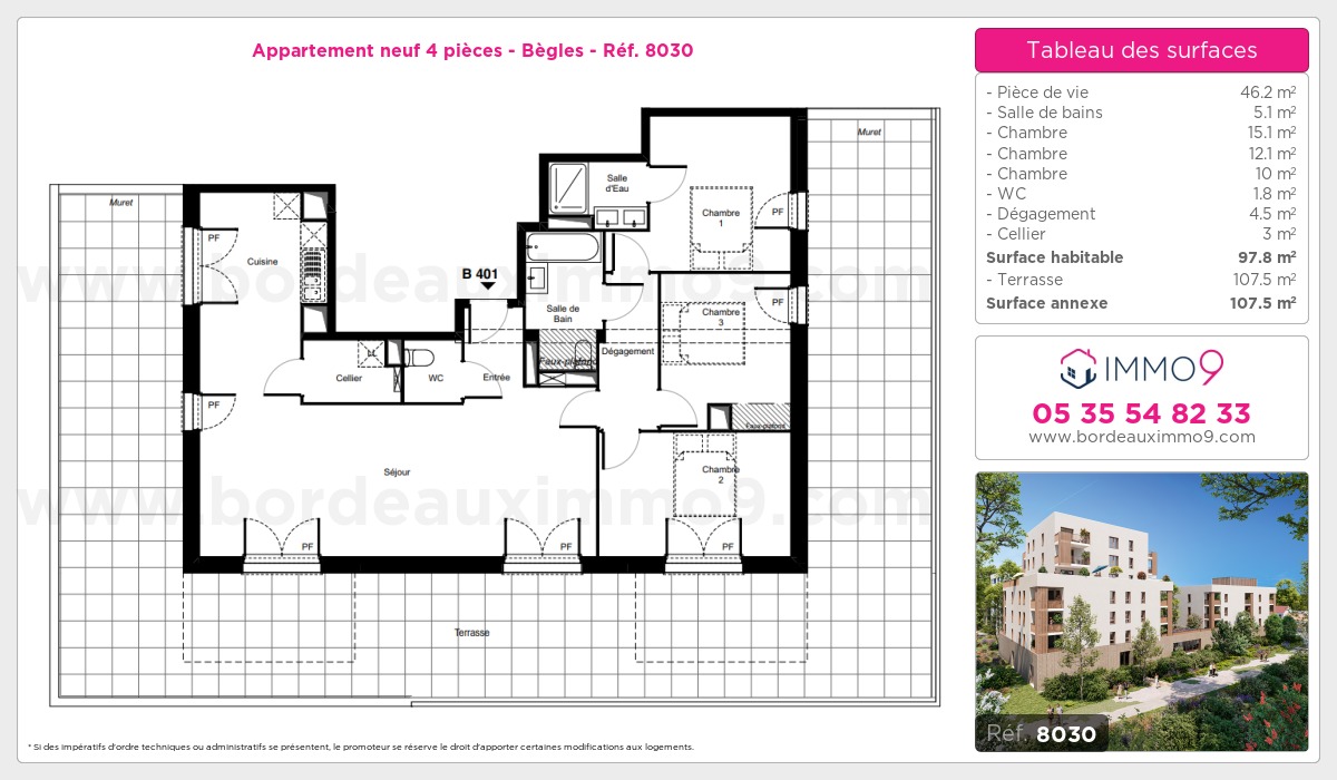 Plan et surfaces, Programme neuf Bègles Référence n° 8030