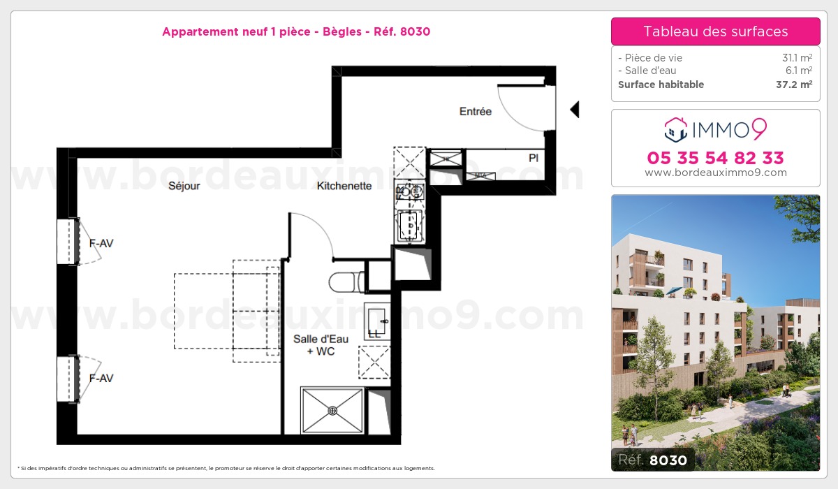 Plan et surfaces, Programme neuf Bègles Référence n° 8030