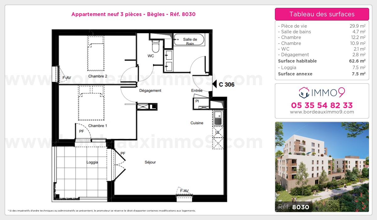 Plan et surfaces, Programme neuf Bègles Référence n° 8030