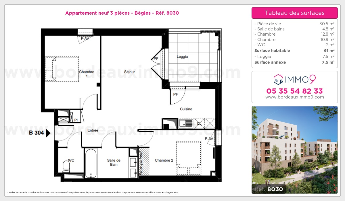Plan et surfaces, Programme neuf Bègles Référence n° 8030