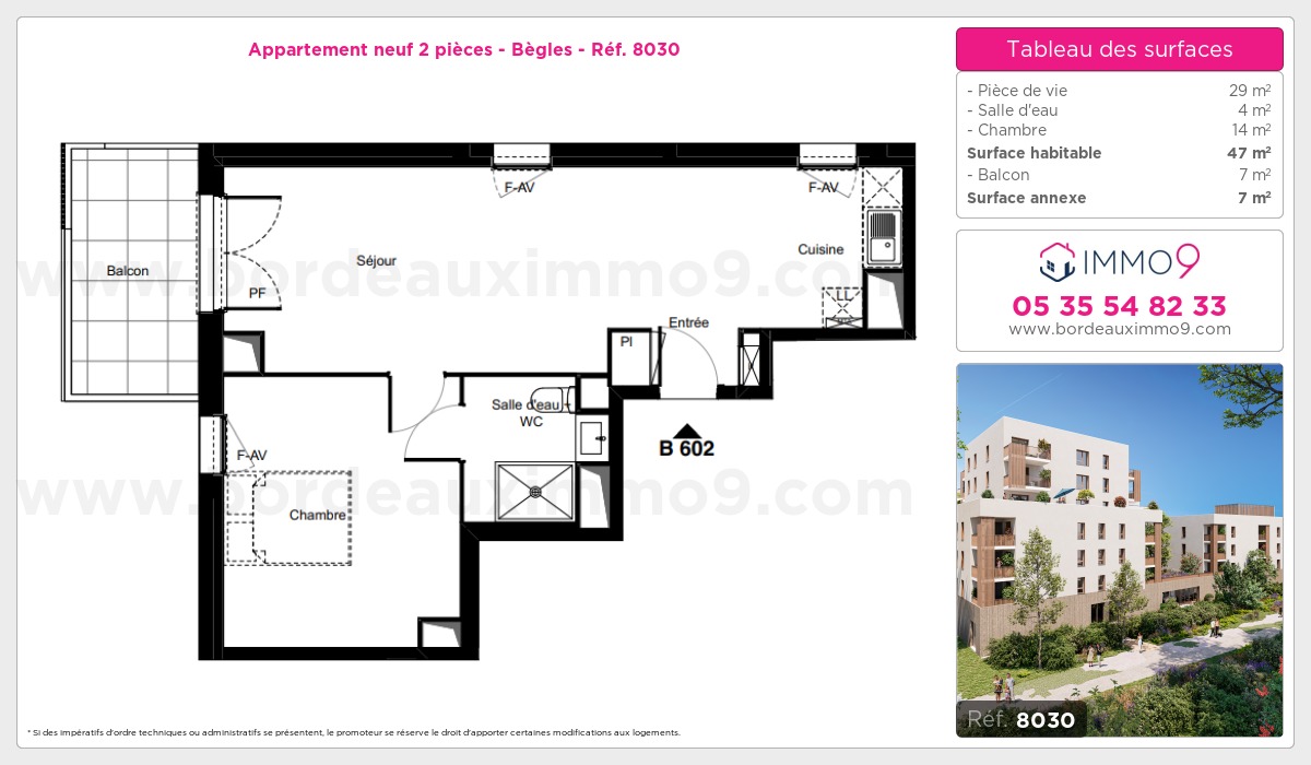 Plan et surfaces, Programme neuf Bègles Référence n° 8030