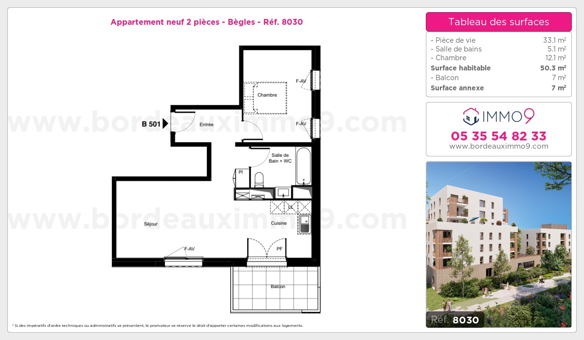 Plan et surfaces, Programme neuf Bègles Référence n° 8030