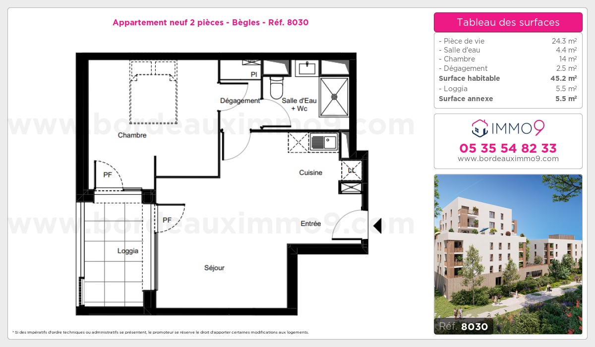 Plan et surfaces, Programme neuf Bègles Référence n° 8030